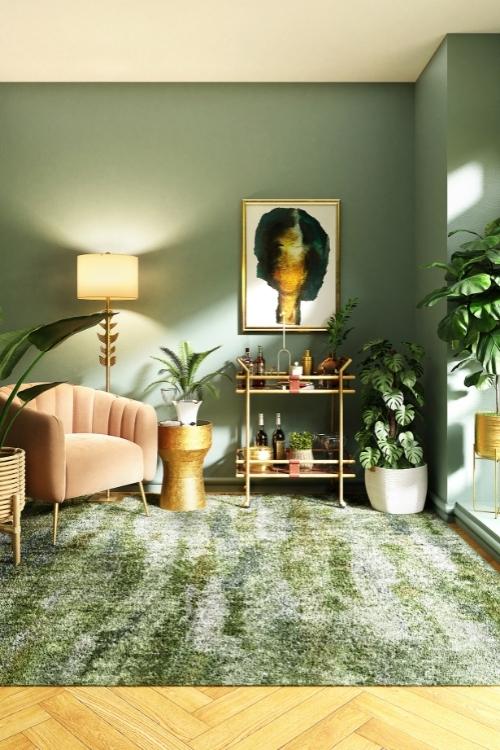 Botanical green & marine blue wall colour combinations for your living room - Beautiful Homes