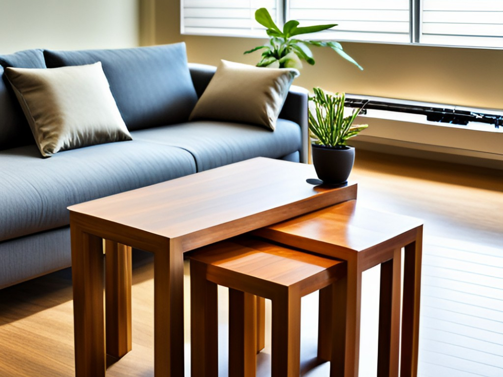 Nesting table for coffee table in small living room - Beautiful Homes