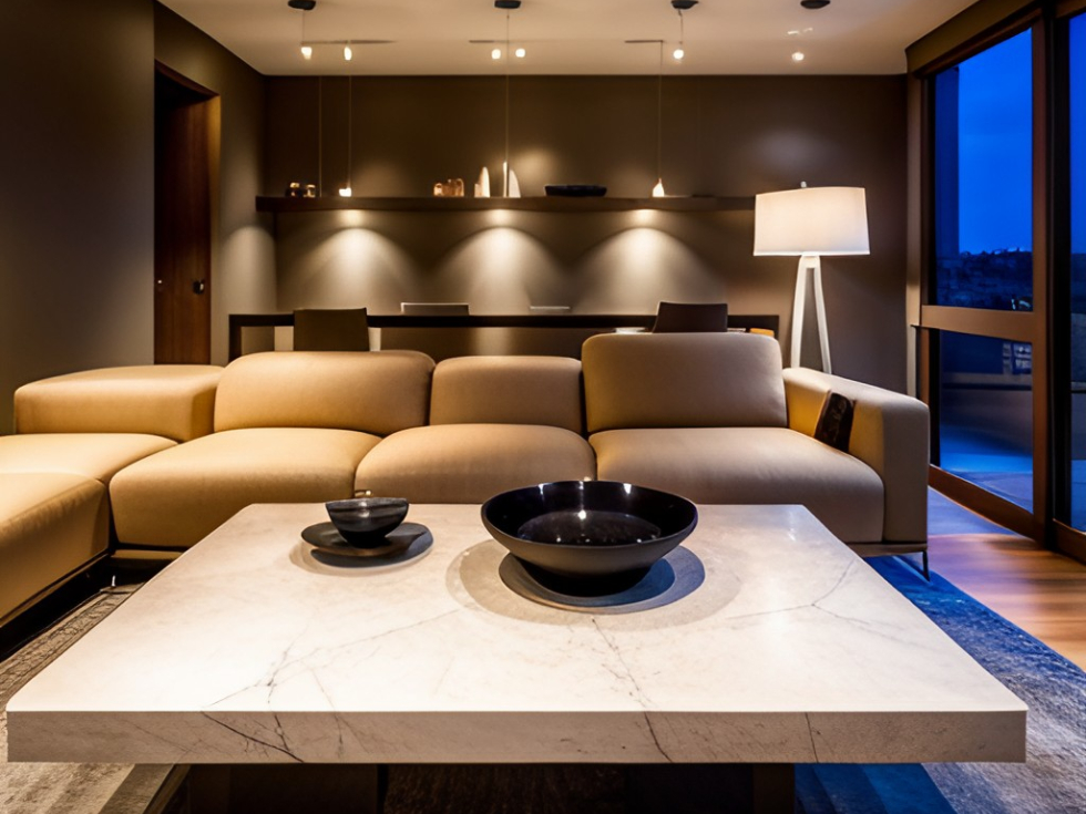 Sleek stone coffee table for small living room - Beautiful Homes