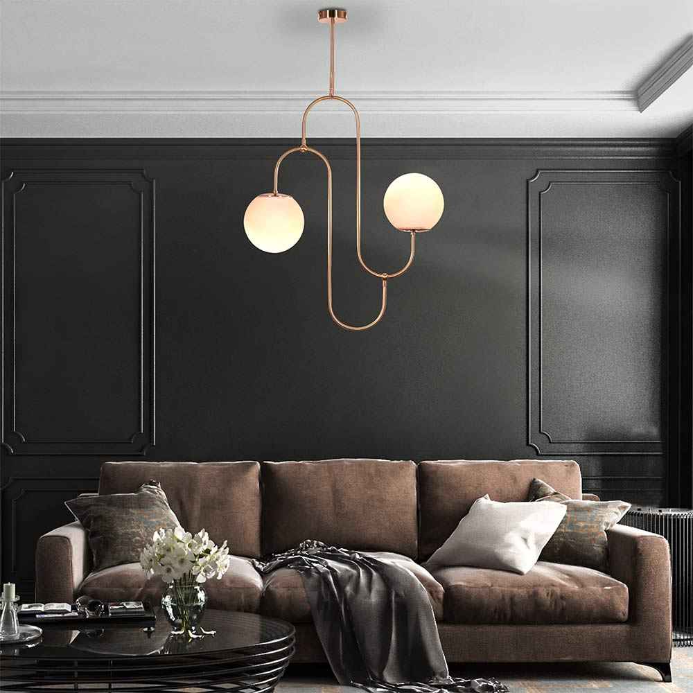 Pendant lights & black interior for living room - Beautiful Homes