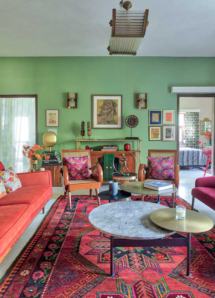 orange and green living rooms