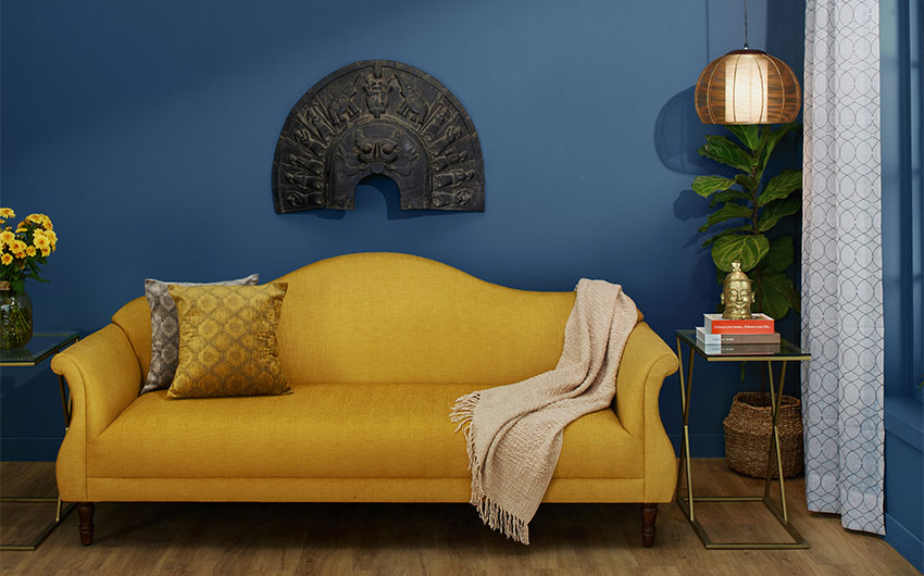 Yellow pillow accessorized with pillow & upholstery - Beautiful Homes