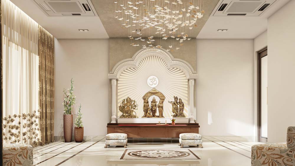 unique mandir design for living room