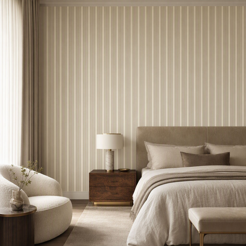 Lines & Layers 2 - Pinstripe - Mushroom Linen