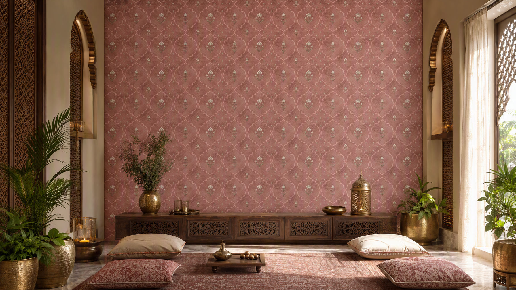 Ador-Sacred Courtyard-Gul Trellis-Dusty Camellia