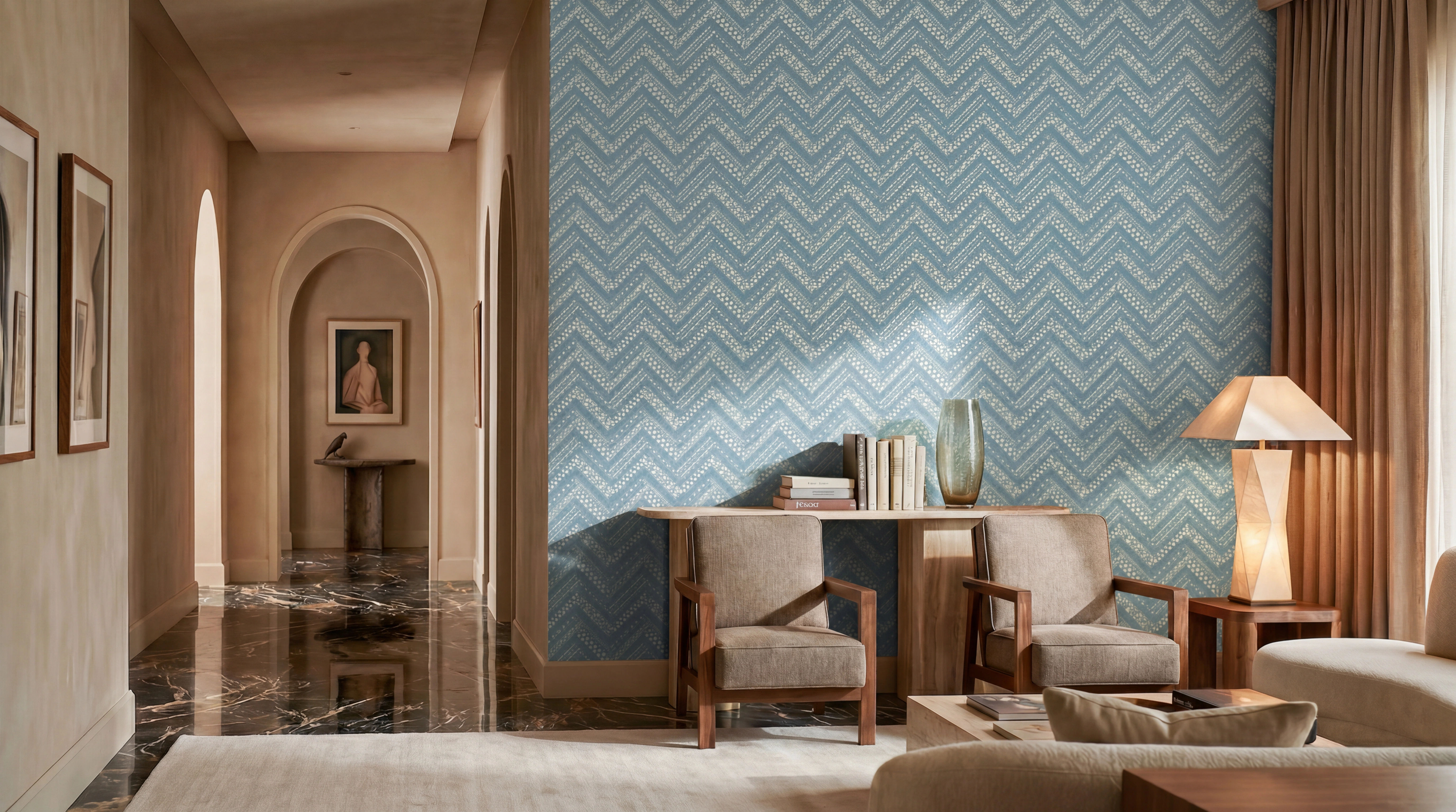 NILAYA MAGNIFICENT SOUTH CROWN COURT JACOBEAN BLUE ROLL