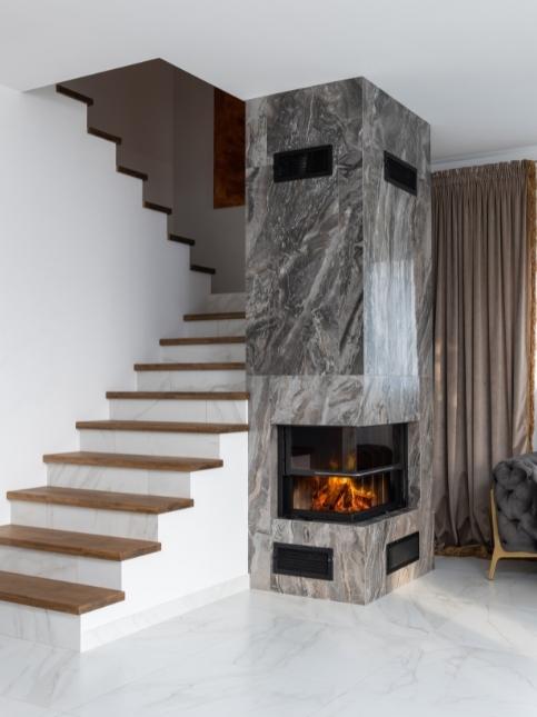 Open staircase wall stair wall colour with fireplace - Beautiful Homes