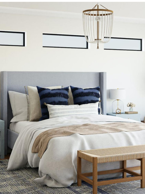 Contrast bedding style in this spacious master bedroom design - Beautiful Homes