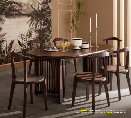 Barnie 6S Rubber wood Top Dining Table
