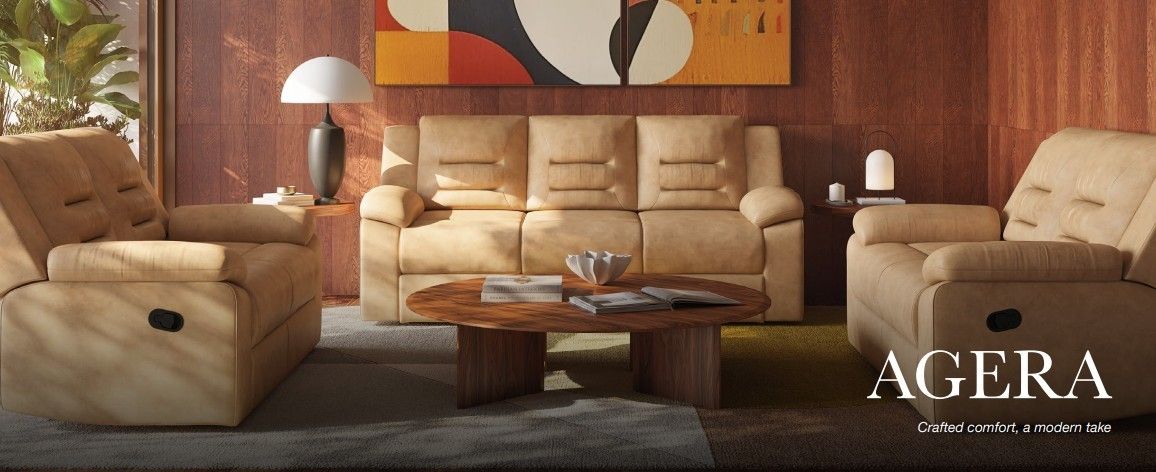 Agera Manual Recliner - Beige Letherette