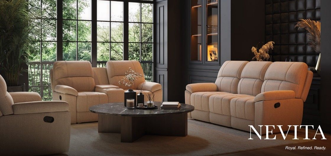 Nevita Manual Recliner in Beige Fabric