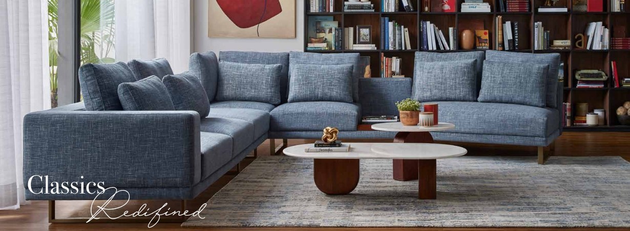 Ian Sectional Sofa in Fabric Upholstery