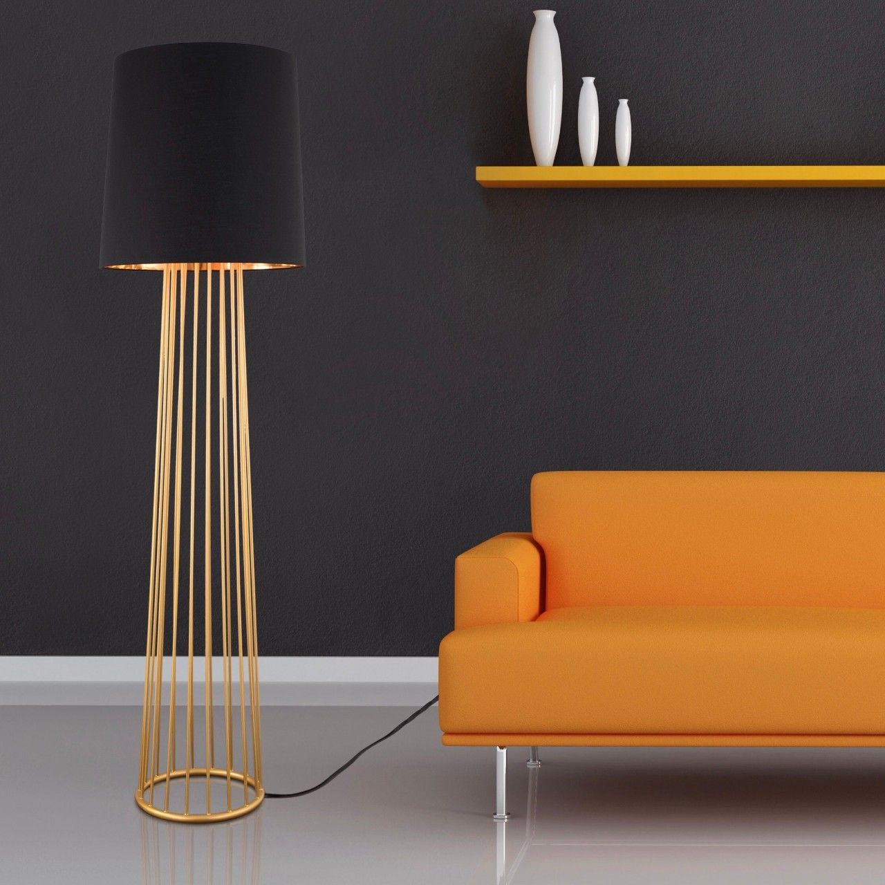 Story Spinner (Gold, Black) Floor Lamp