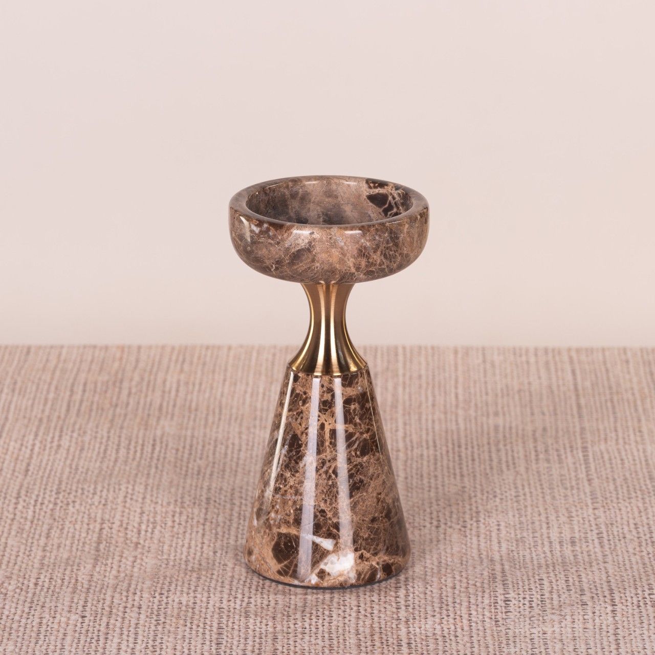 On The Spot (Small, Brown/Gold) Marble Candle Holder