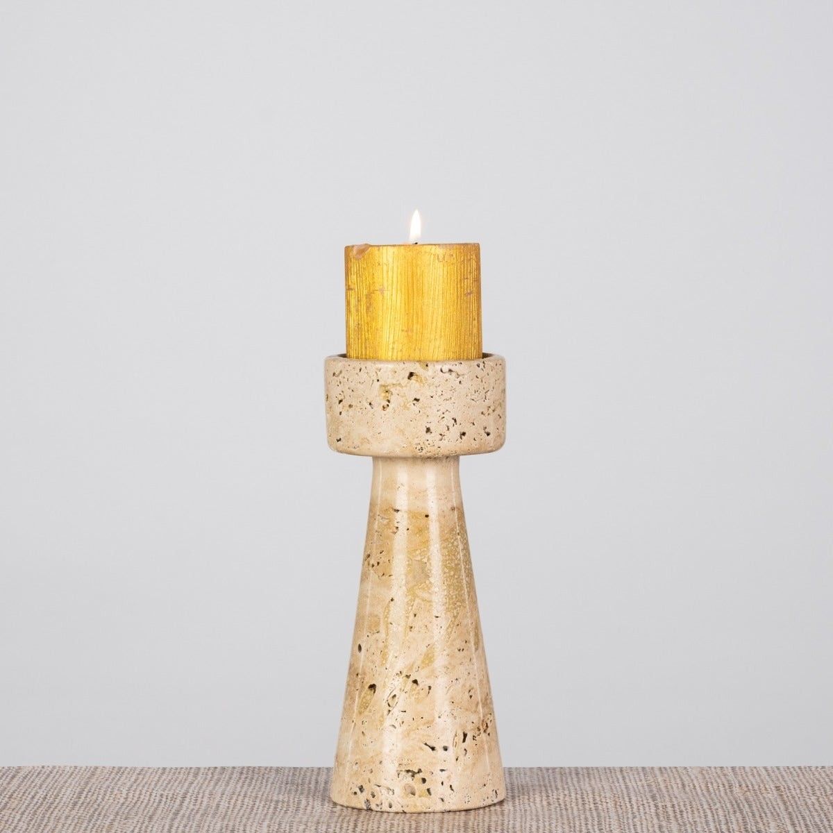 Twinning Sable (Large, Beige) Marble Candle Holder