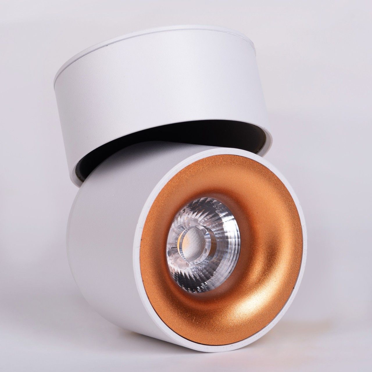 Stratosphere- 10W (White/Gold, 3000K) Surface LED Revolving COB Downlights (DL02-10128)