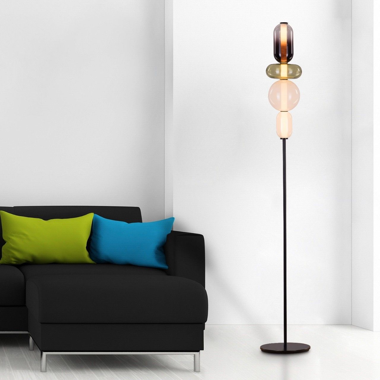 After The Rain (Smokey Grey, Green, Built-In LED) Glass Floor Lamp
