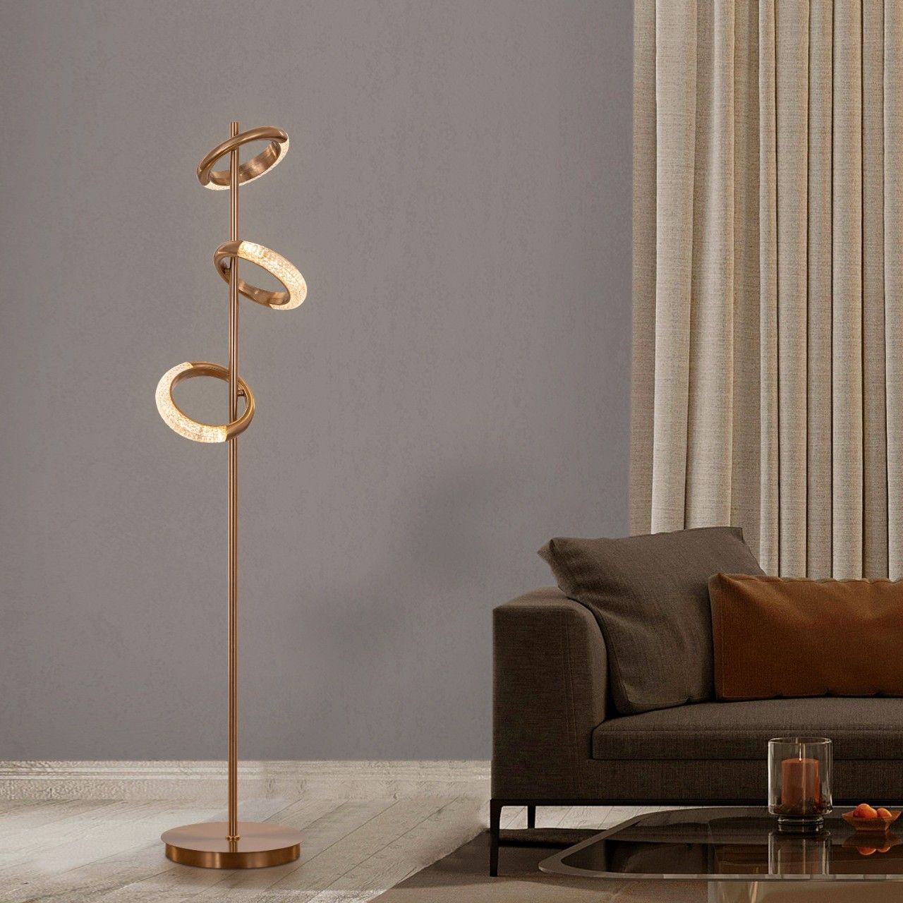 Lot To Unpack (Gold, Dimmable LED with Remote Control) Floor Lamp