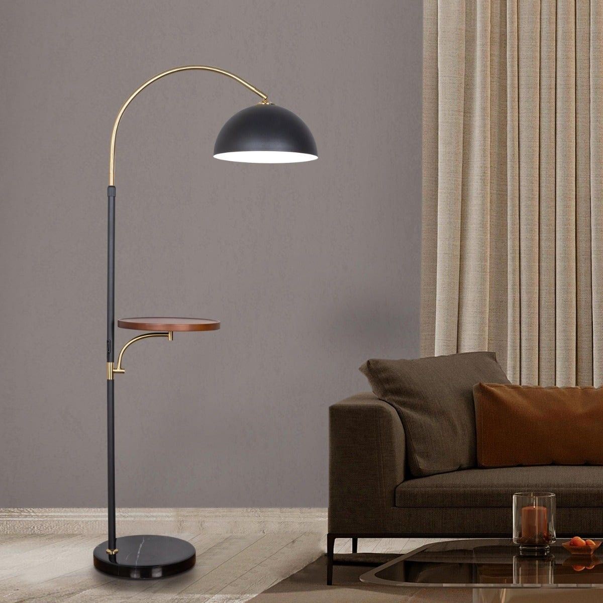 Rising Tide (Black, Gold) Marble Floor Lamp