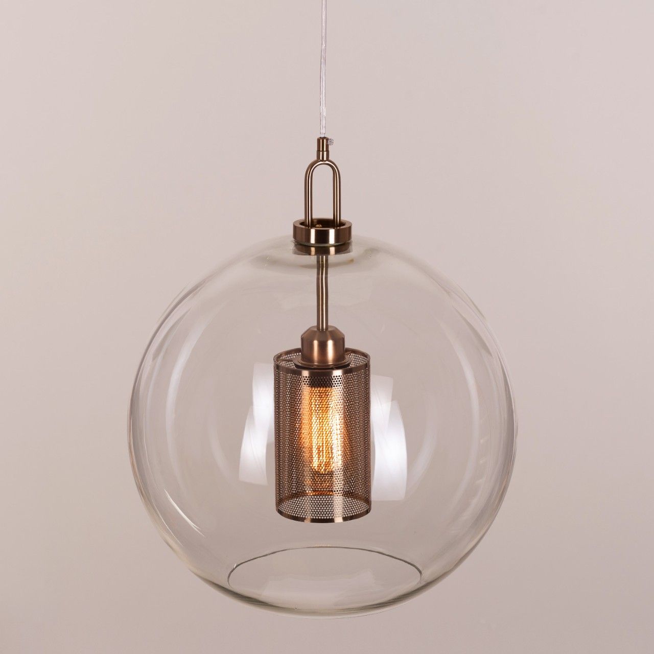 Good To Glow (Large, Gold) Clear Glass Round Pendant Light