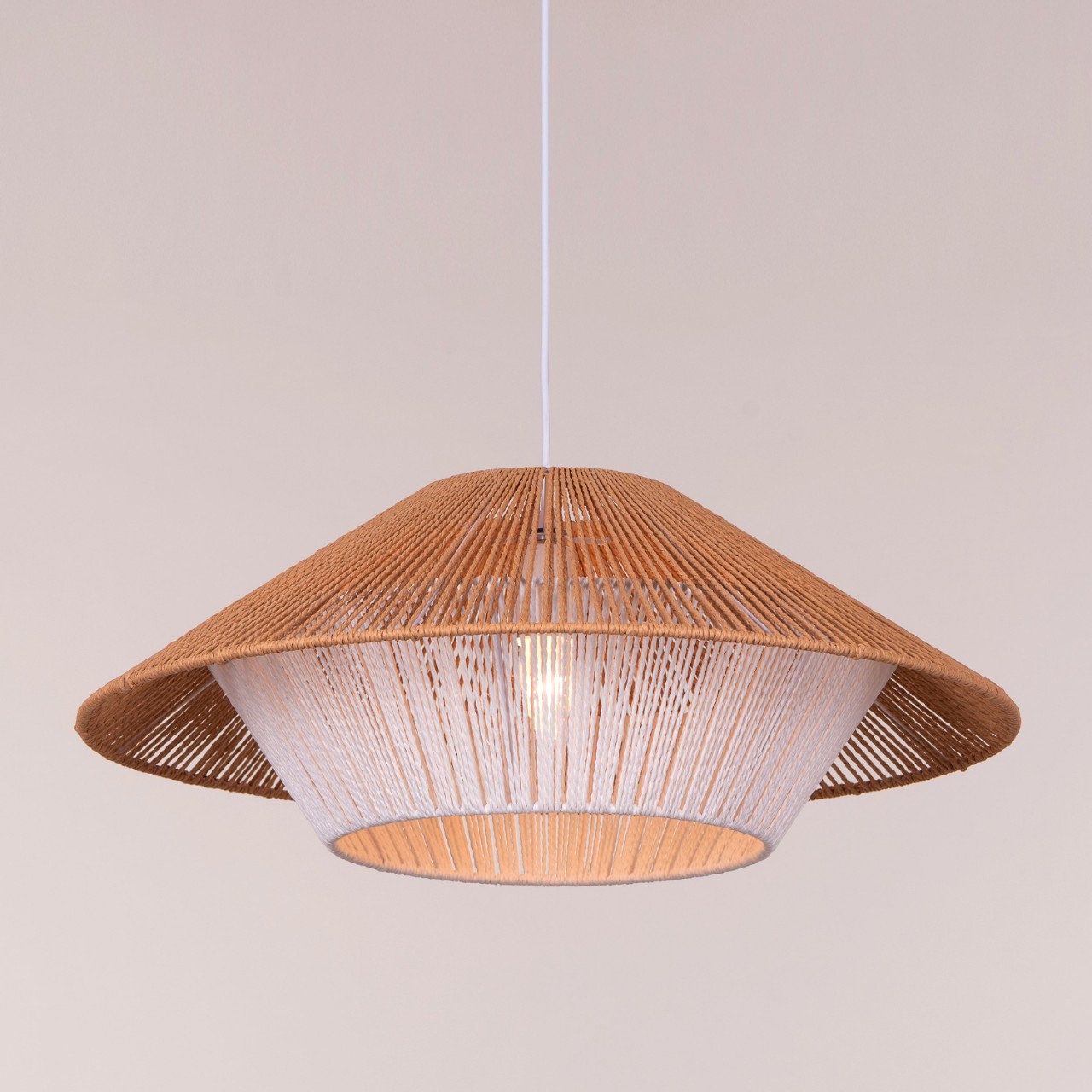 Mean What You Say (Brown, White) Rattan Pendant Light