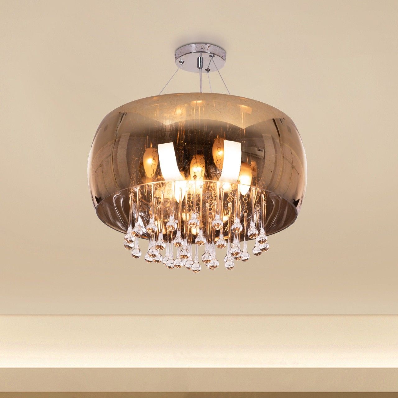 Enchanted (50 cm, Gold, Mirror Finish) Crystal Chandelier