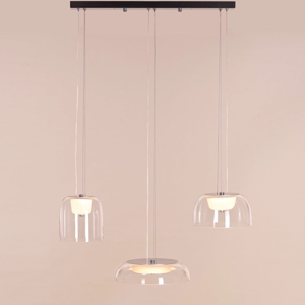 Love Spell (Medium, Chrome, Dimmable LED with Remote Control) Glass Chandelier