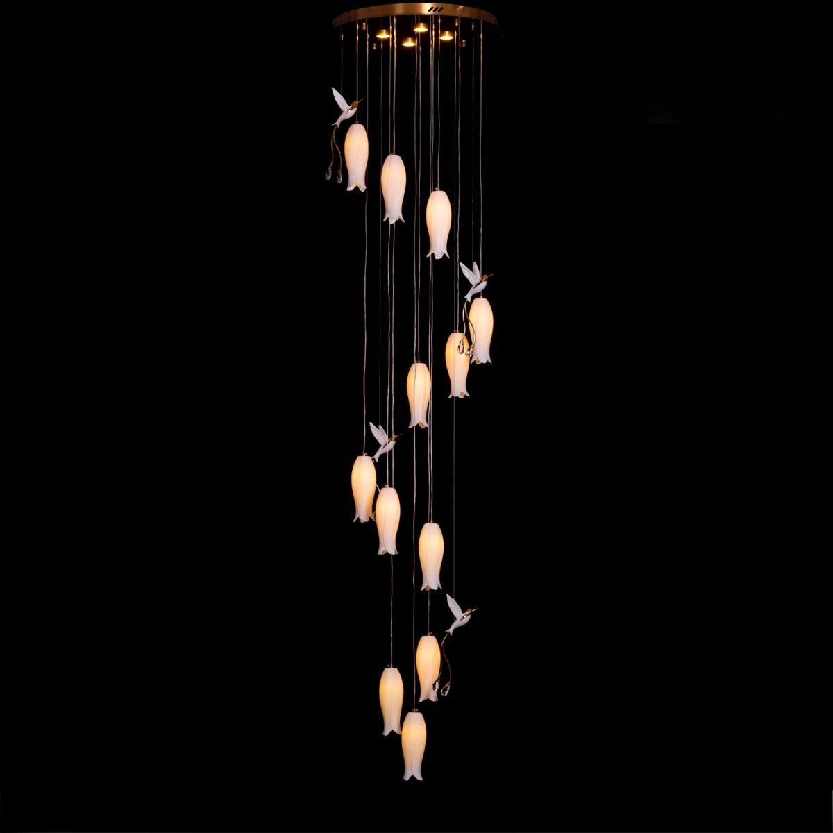 Wander Yonder (Gold, Built-In LED) Crystal Double Height Chandelier