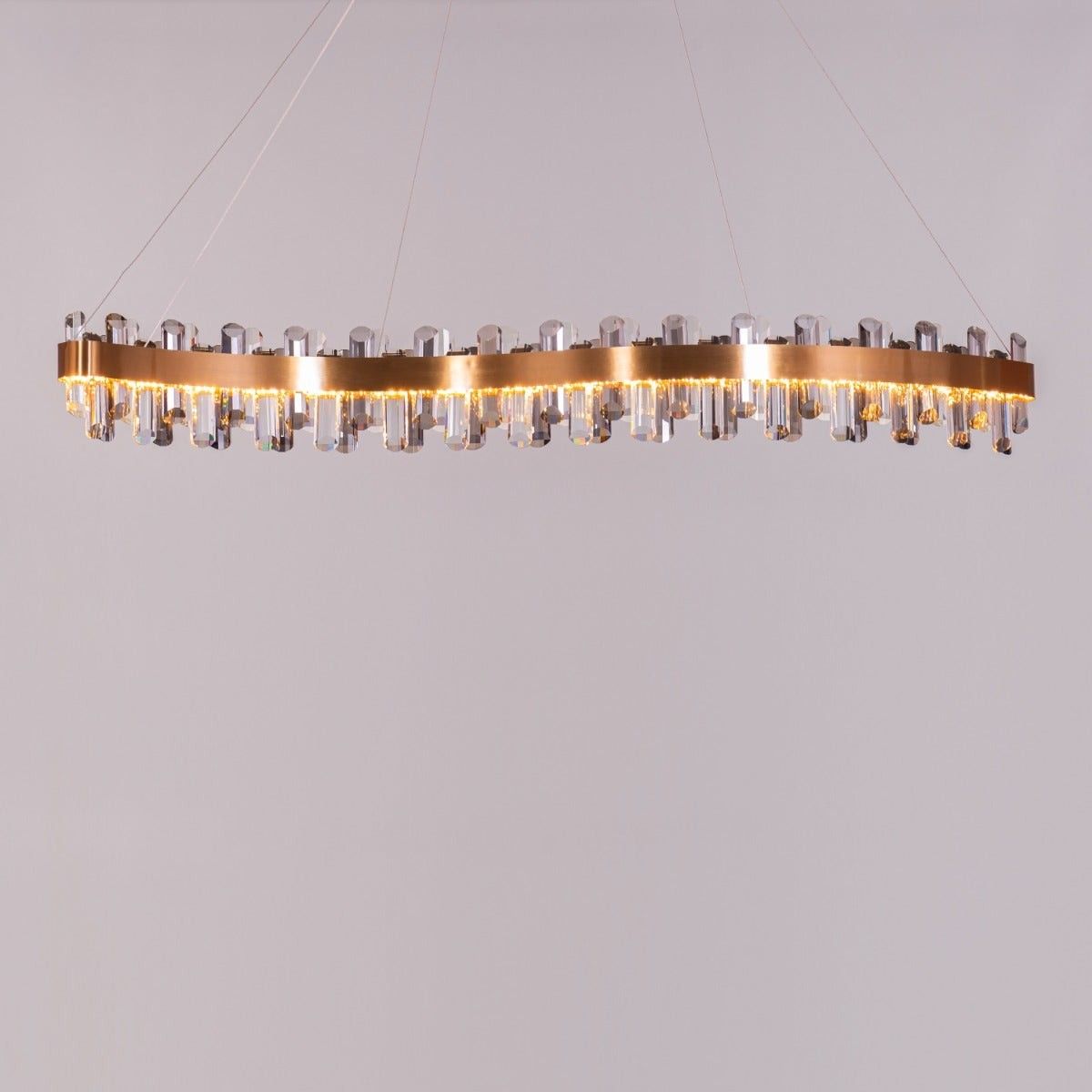 Start From Scratch (Large, Clear & Smokey Grey, Dimmable LED with Remote Control) Long Crystal Chandelier