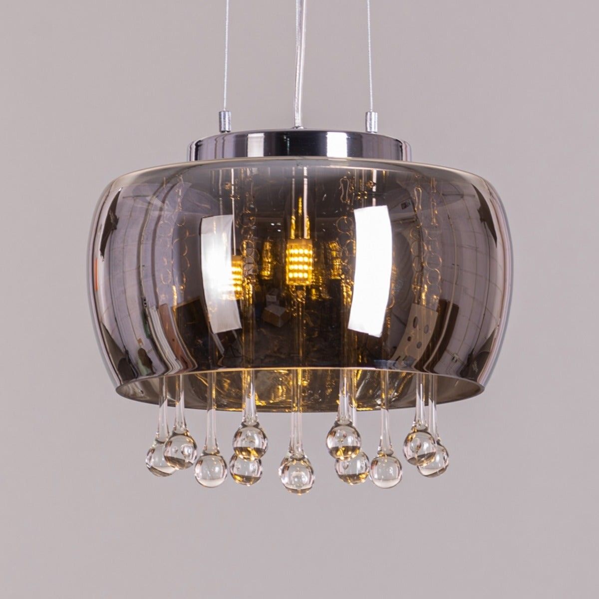 Enamoured Mini (28 cm, Smokey Grey, Mirror Finish) Crystal Pendant Light