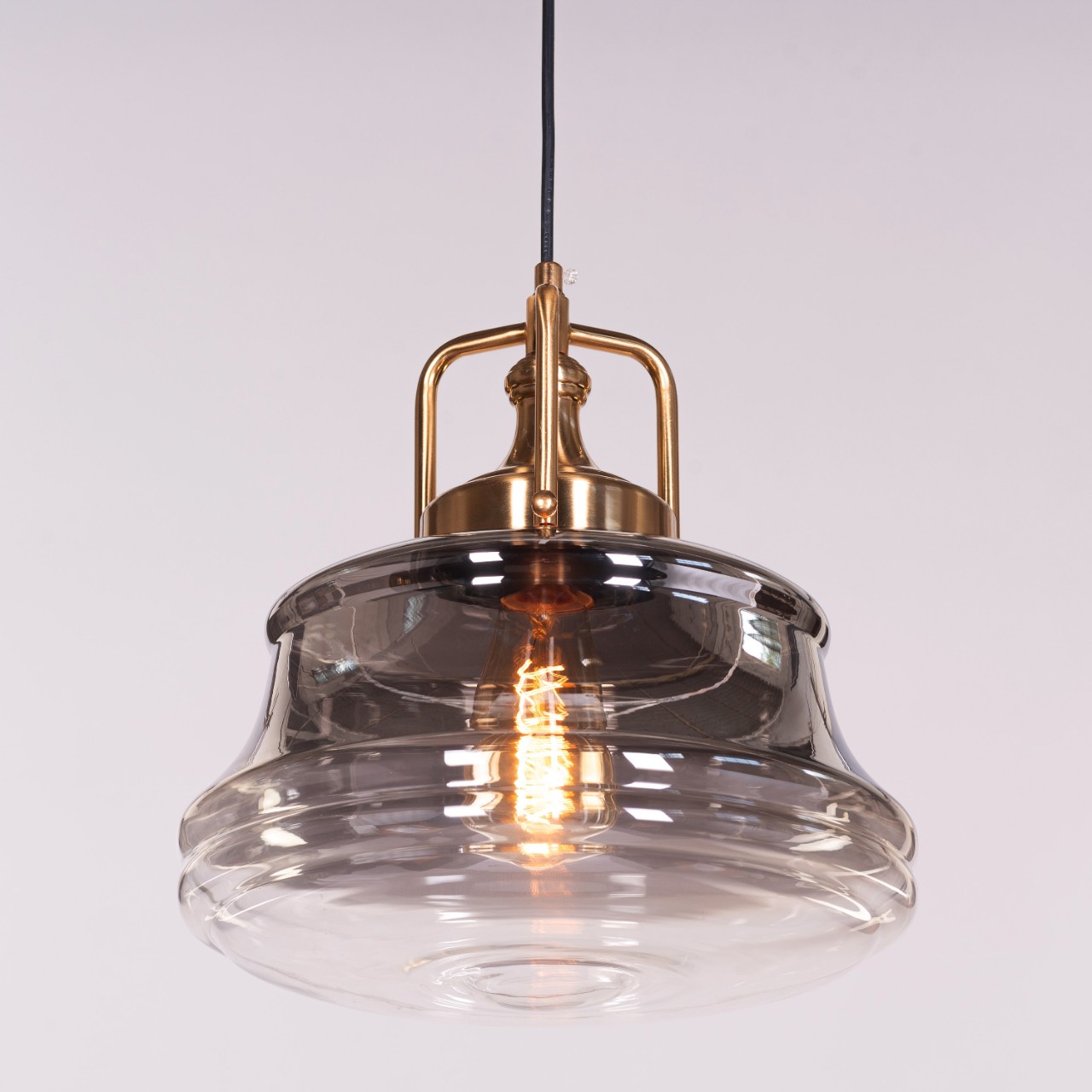 Eyes Closed (Gold, Smokey Grey) Clear Glass Pendant Light