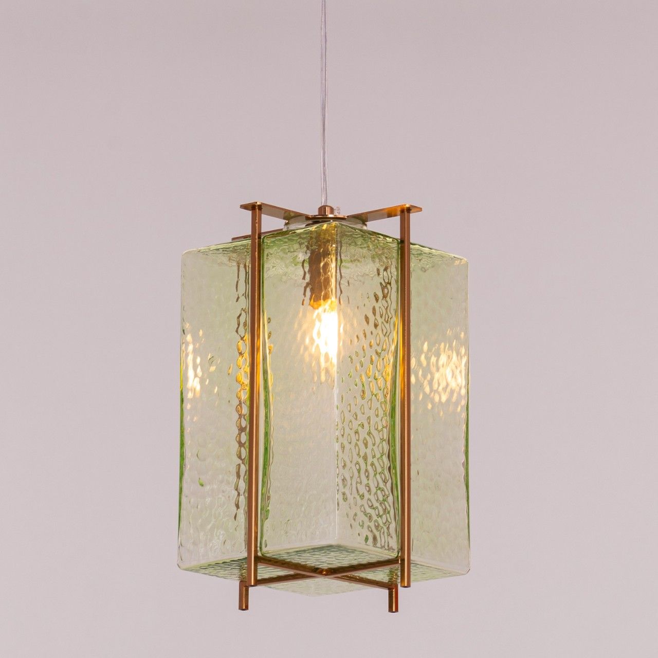 Slideshow (Medium, Gold, Green) Textured Glass Pendant Light