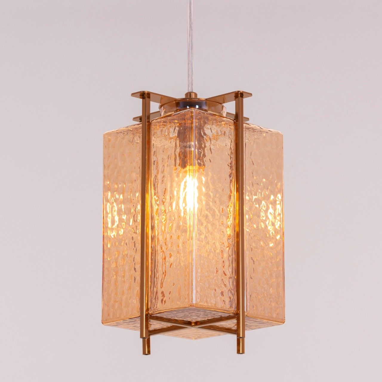 Slideshow (Medium, Gold, Amber) Textured Glass Pendant Light