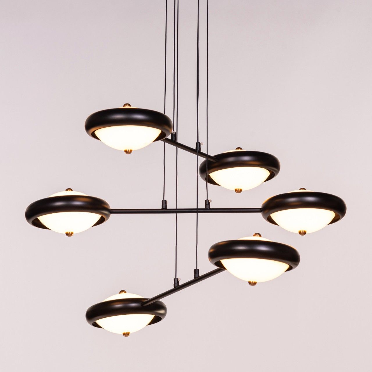 Join The Journey (Black, White, Dimmable LED with Remote Control) Frosted Glass Chandelier