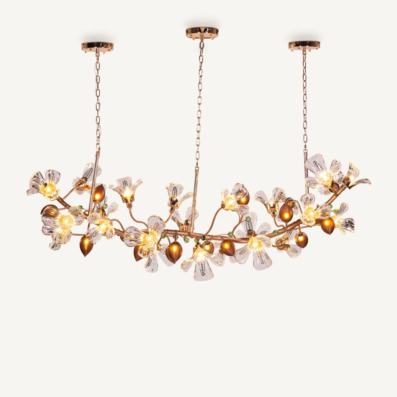 Harubana Splash (Rose Gold, Clear & Amber) Textured Glass Chandelier
