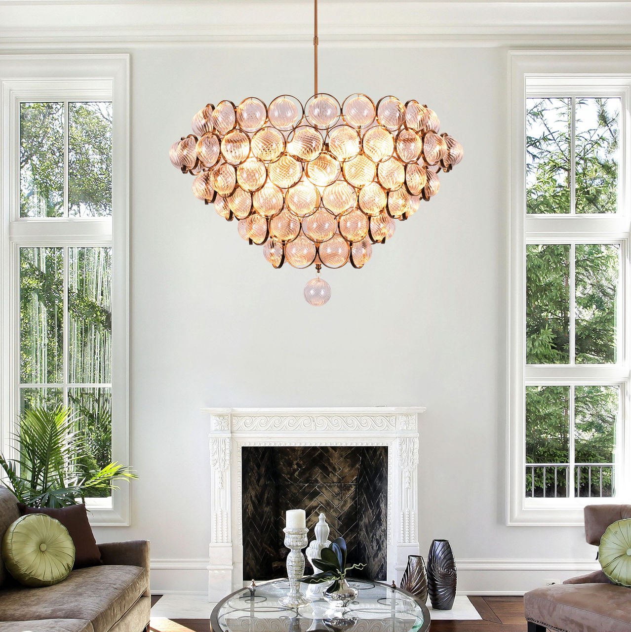 Stay In Bed (Large, Gold) Glass Chandelier