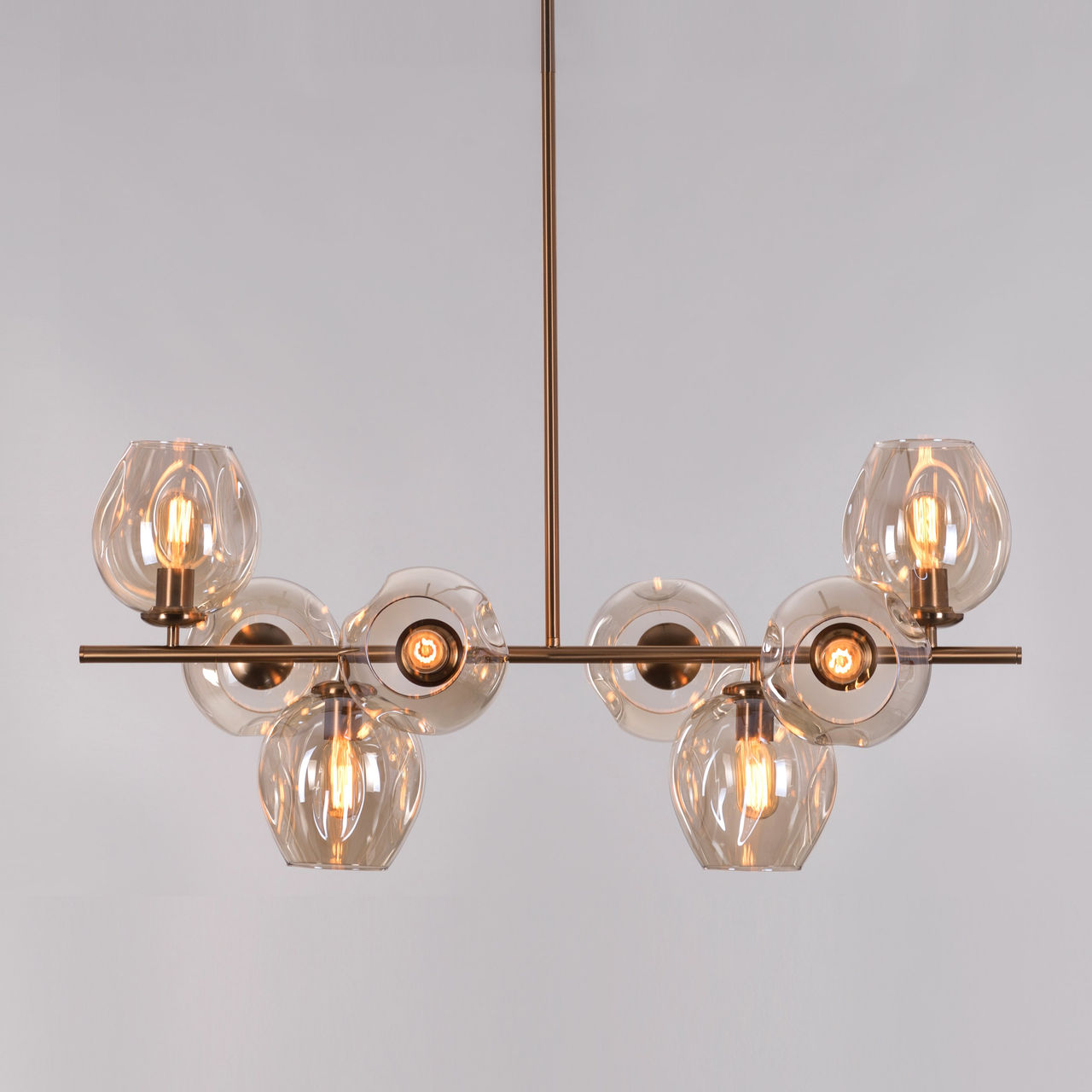 The Night Is Young (Medium, Amber, 8 Head) Glass Chandelier