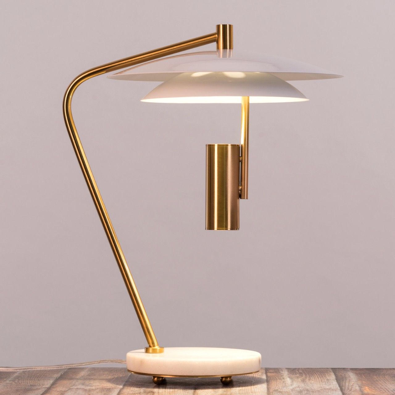 Running Late (Gold, White, Built-In LED) Marble Table Lamp