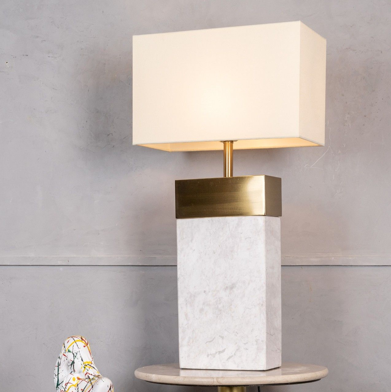 Rain Cloud (Extra Large, White, Gold) Marble Table Lamp