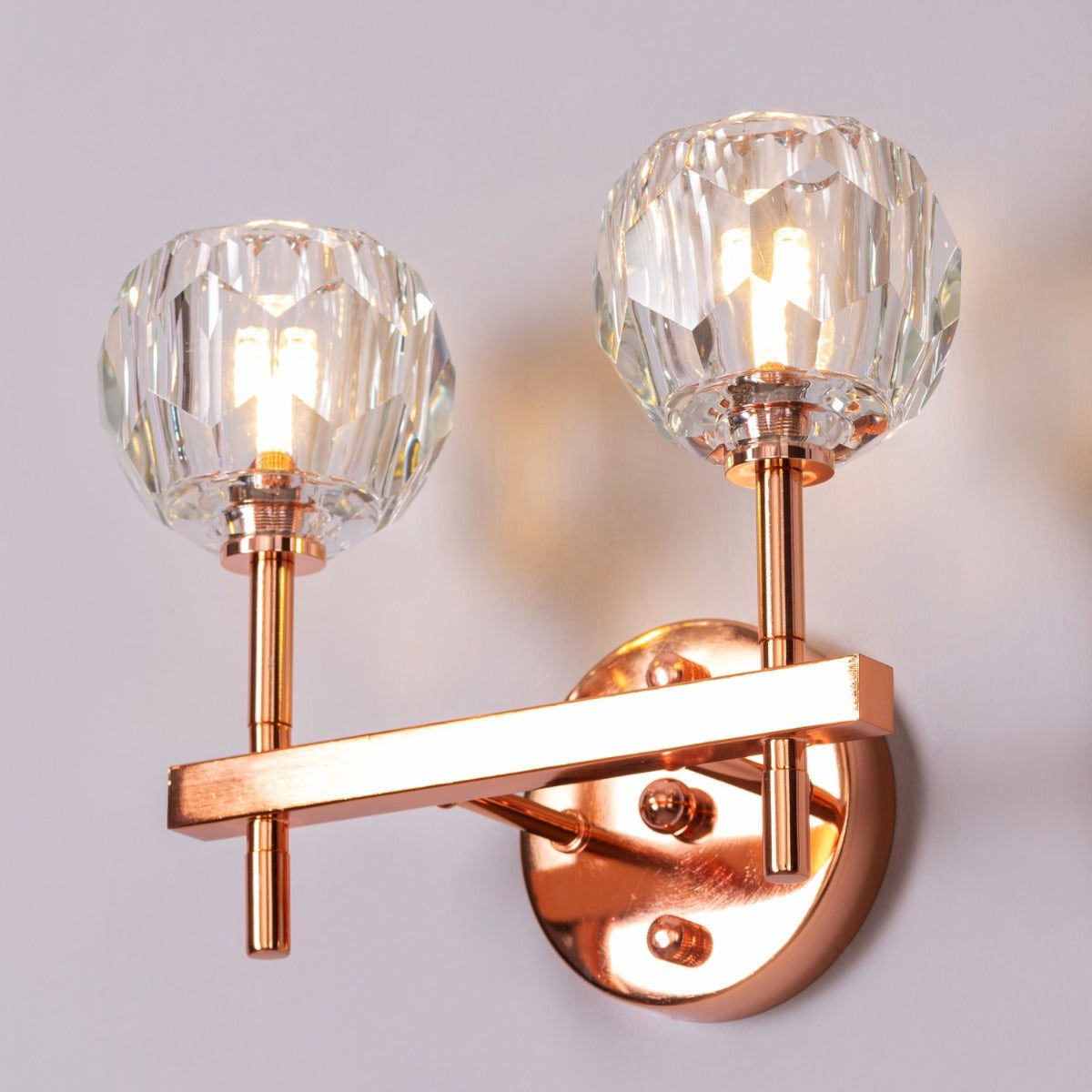 White Diamond (Rose Gold, Double Head) Crystal Wall Light