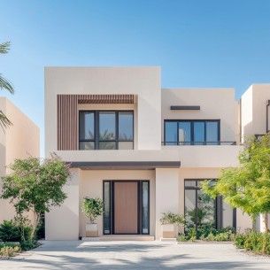 Blue and white exterior house paint colour combination for elegant villa design